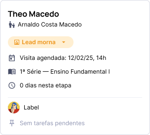 Detalhe de card do kanban de matrículas