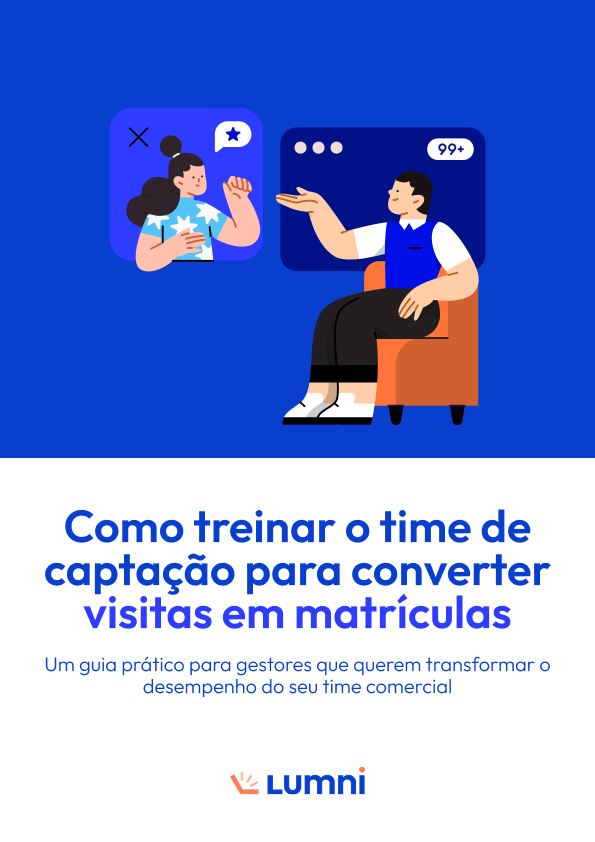 Capa do e-book: Como treinar o time de captação para converter visitas em matrículas